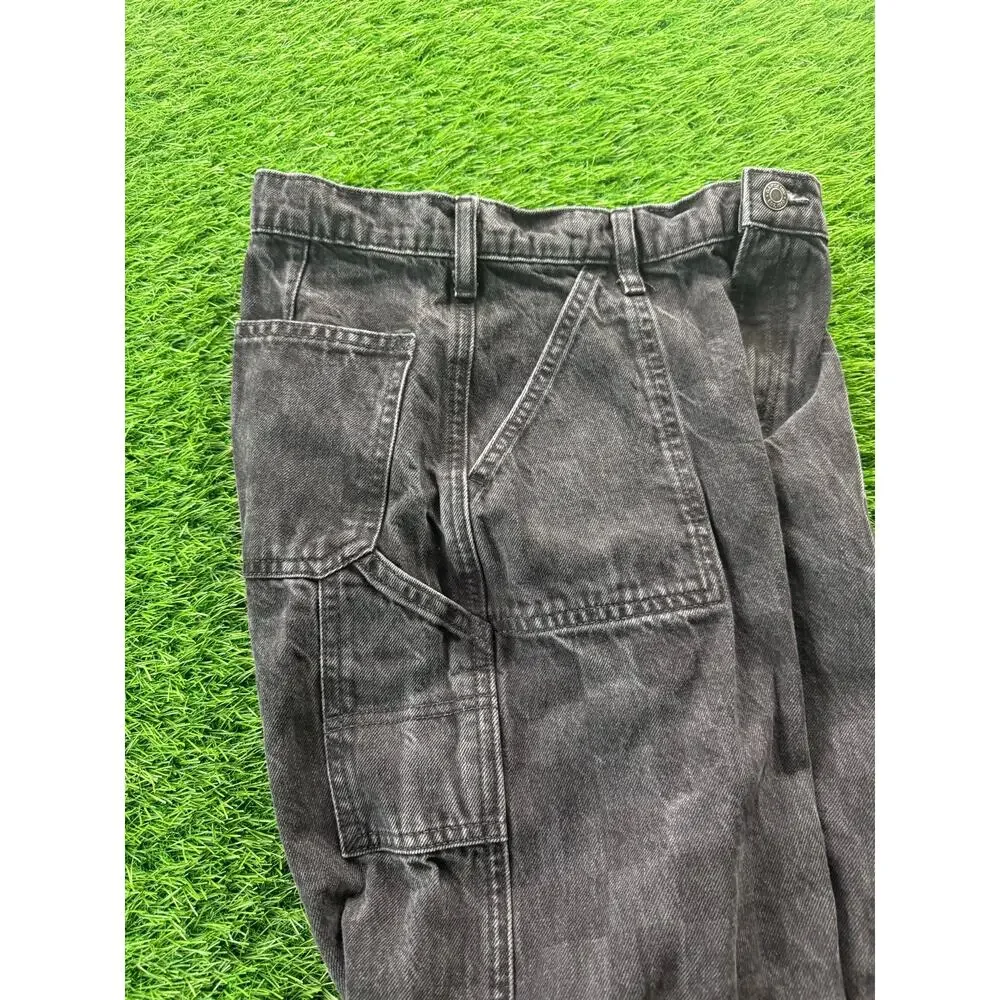 GAP Teen Girls Sz 14 Wide Stride Jeans Black Check Low Rise Wide Leg Denim Pants